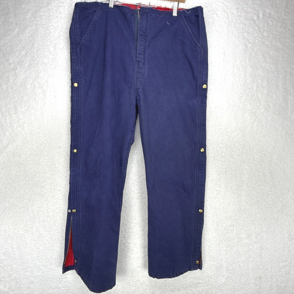 Vintage Carhartt Duck Canvas Quilt Lined Pants Legs Zipper Upcycle Repair Fabric
